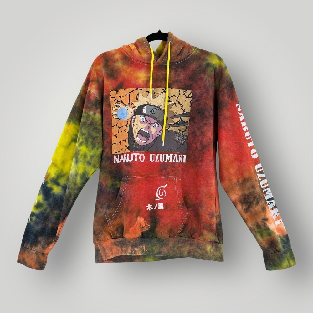 Vtg 2002 Naruto Shippuden Hoodie Anime Men's M Naruto Uzumaki Pullover‎ Tie Dye
